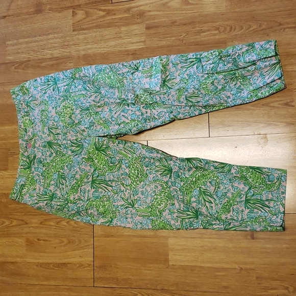 Vintage Lilly Pulitzer Chomp Chomp alligator cropped pants size 2P
